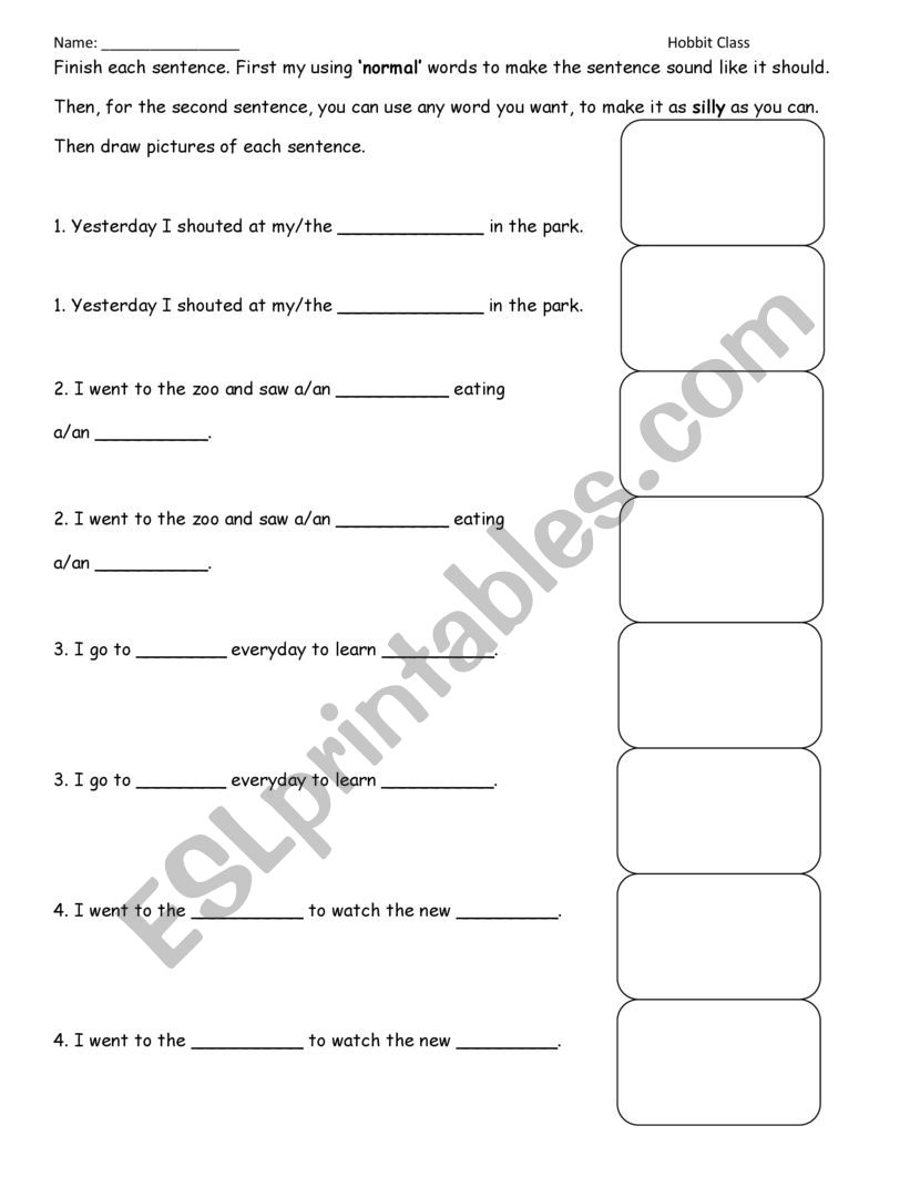 Creative writing and speech worksheet
