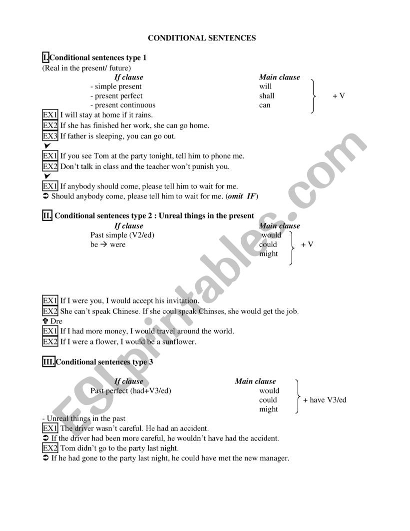 CONDITIONAL SENTENCES worksheet