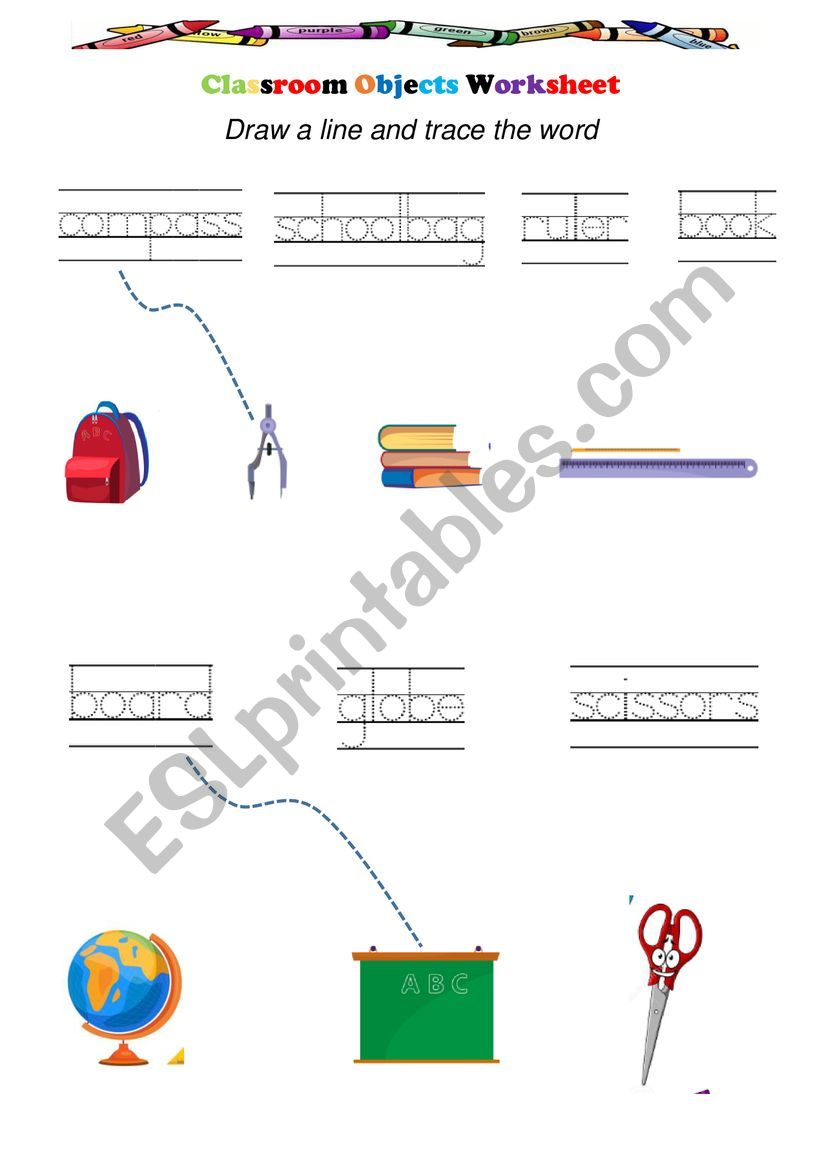 Classroom objects worksheet P4