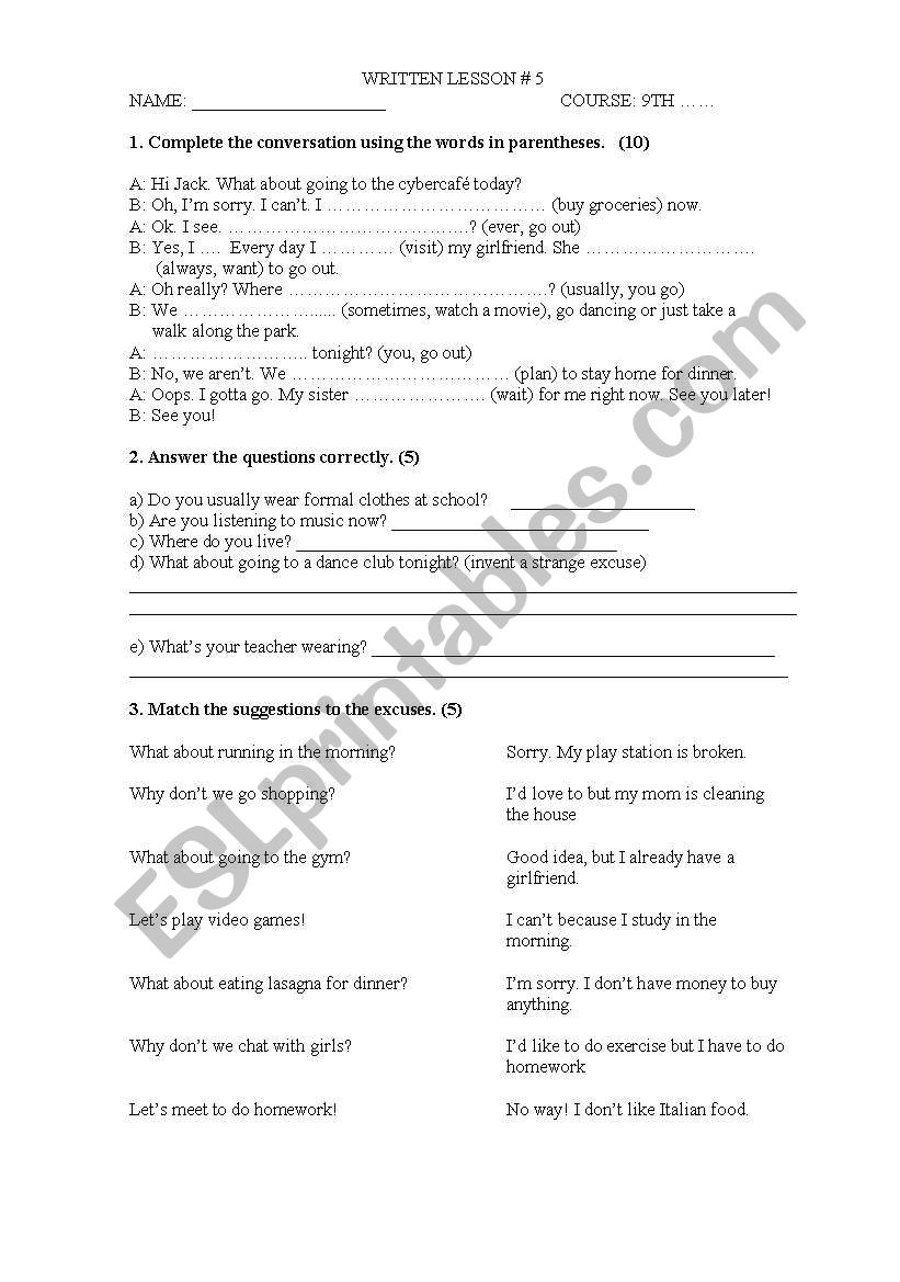 present simple vs. continuous worksheet