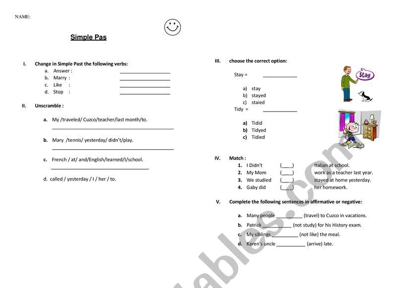 simple past. worksheet