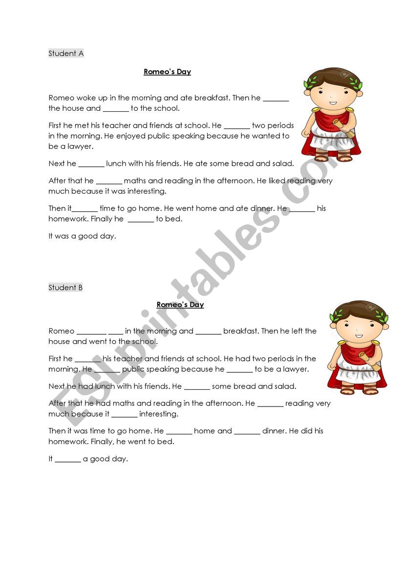 Romeos Day worksheet