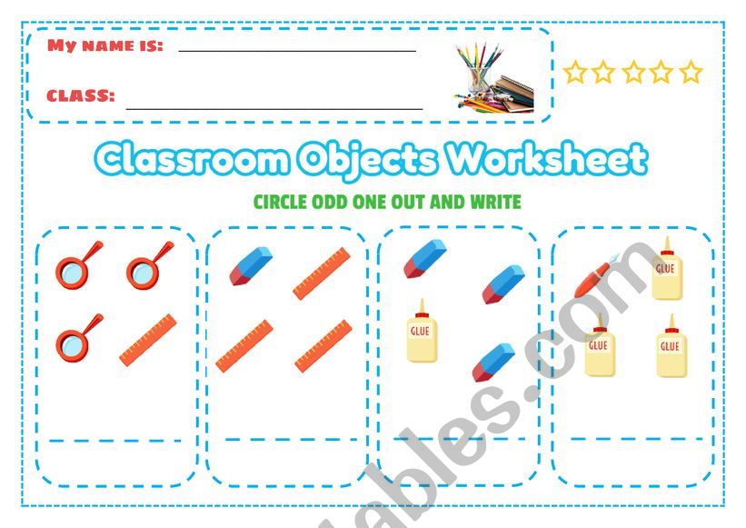 Classroom objects worksheet P6