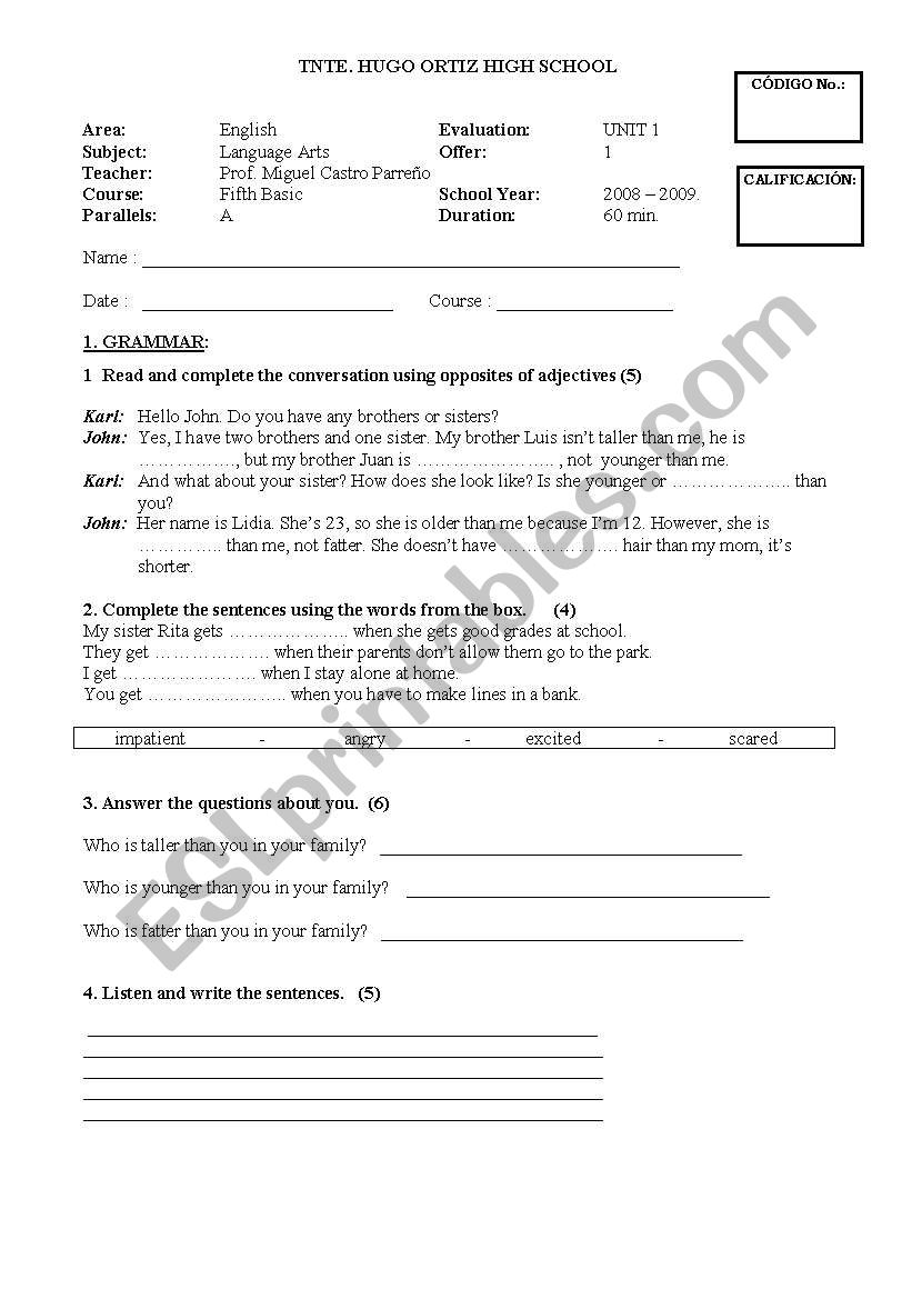 COMPARATIVES worksheet