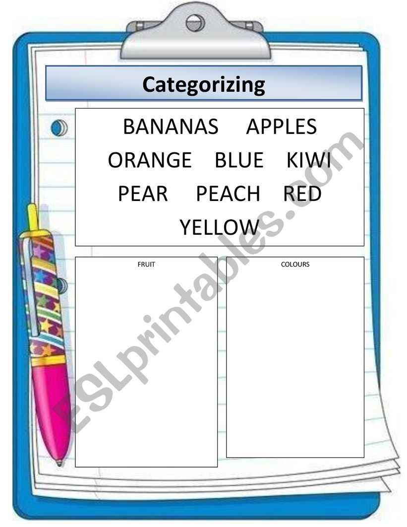 CATEGORIES worksheet