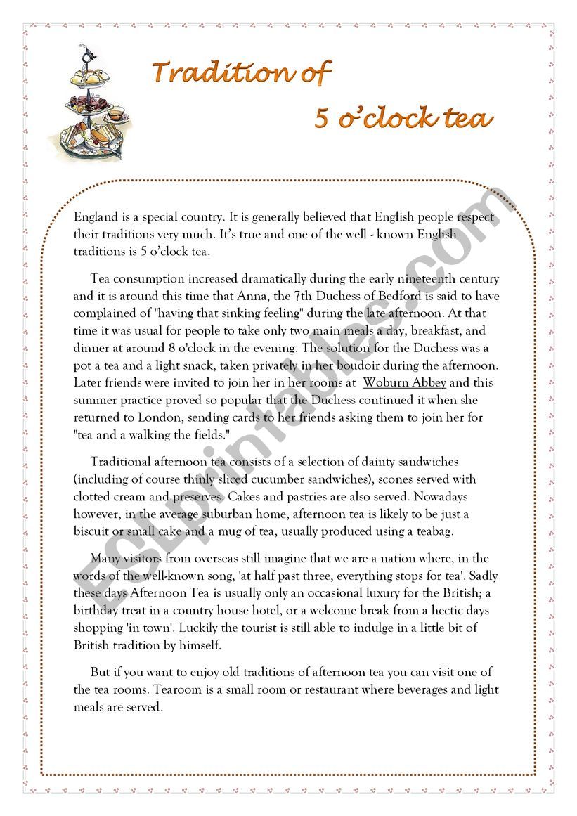 English Traditions  worksheet