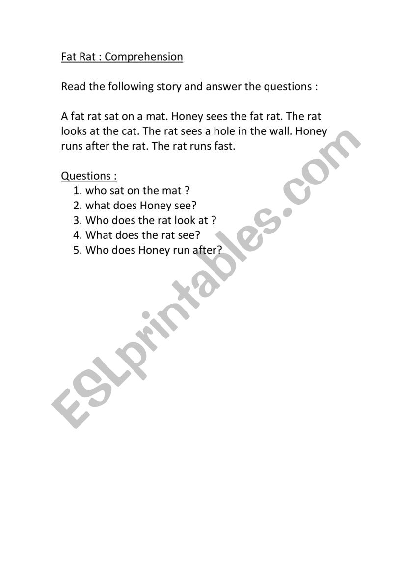 fat rat  worksheet