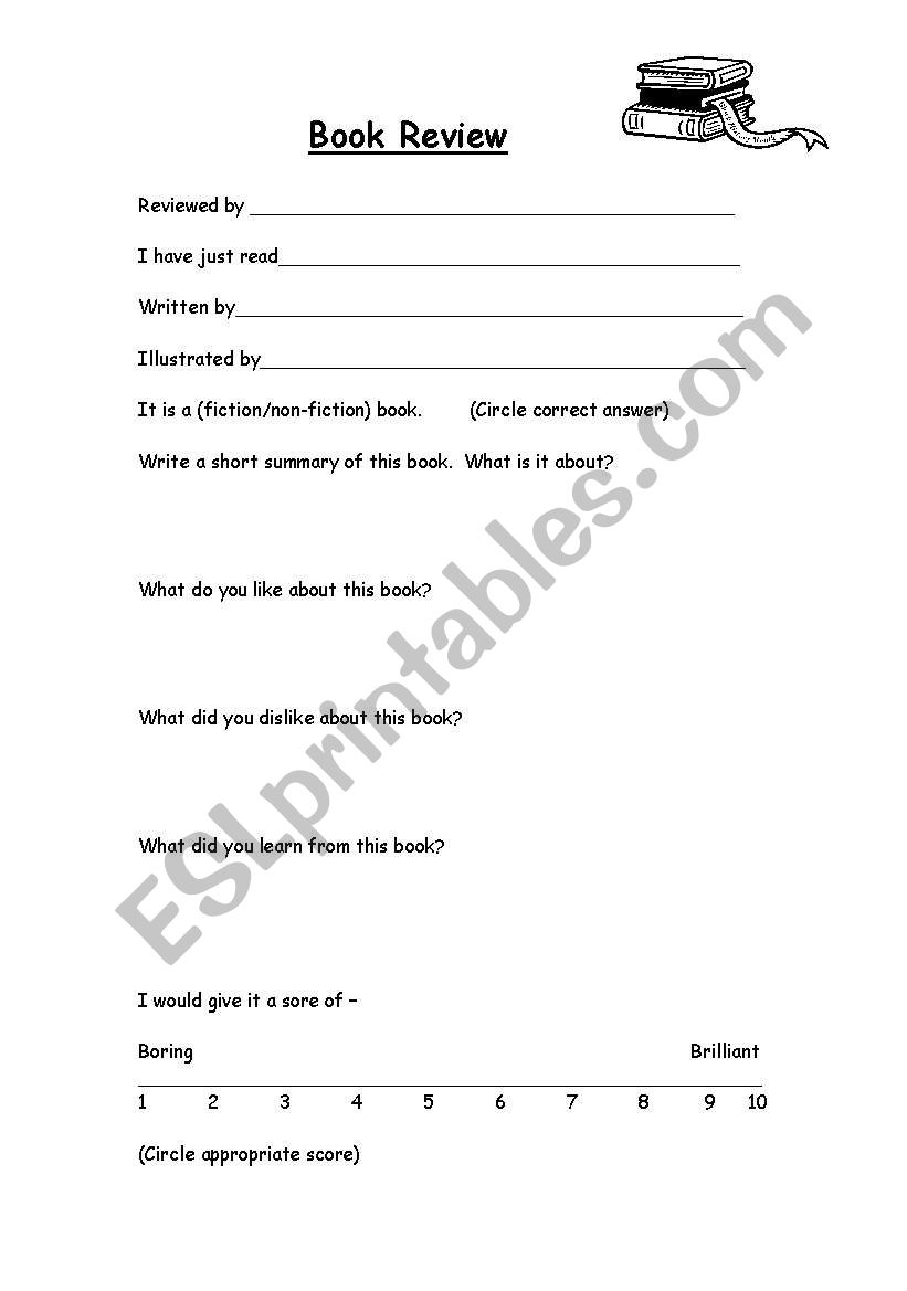 book review worksheet