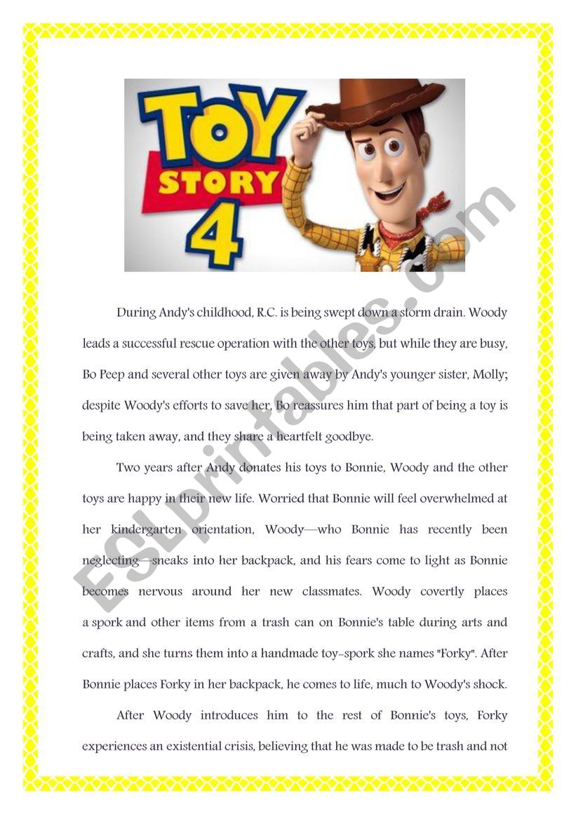 Toy Story 4 worksheet