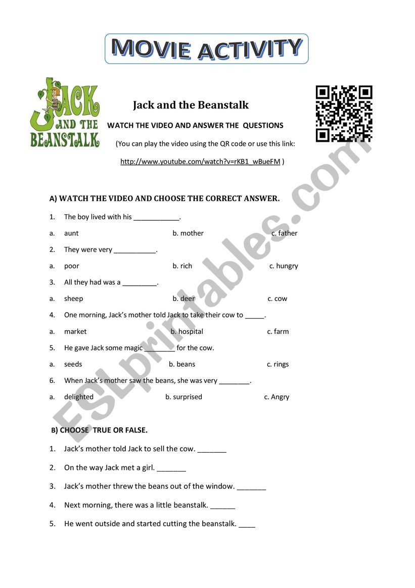 Jack and the Beanstalk Movie Activity