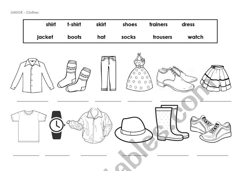 Clothes Vocabulary - ESL worksheet by st3lla1990