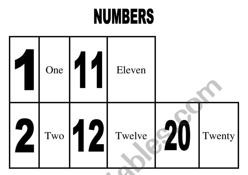 numbers worksheet