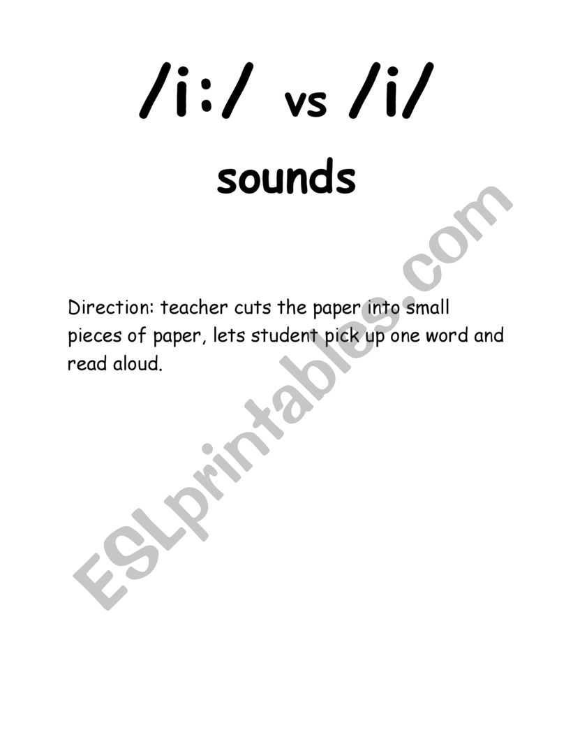 /i:/ vs /i/ sounds worksheet