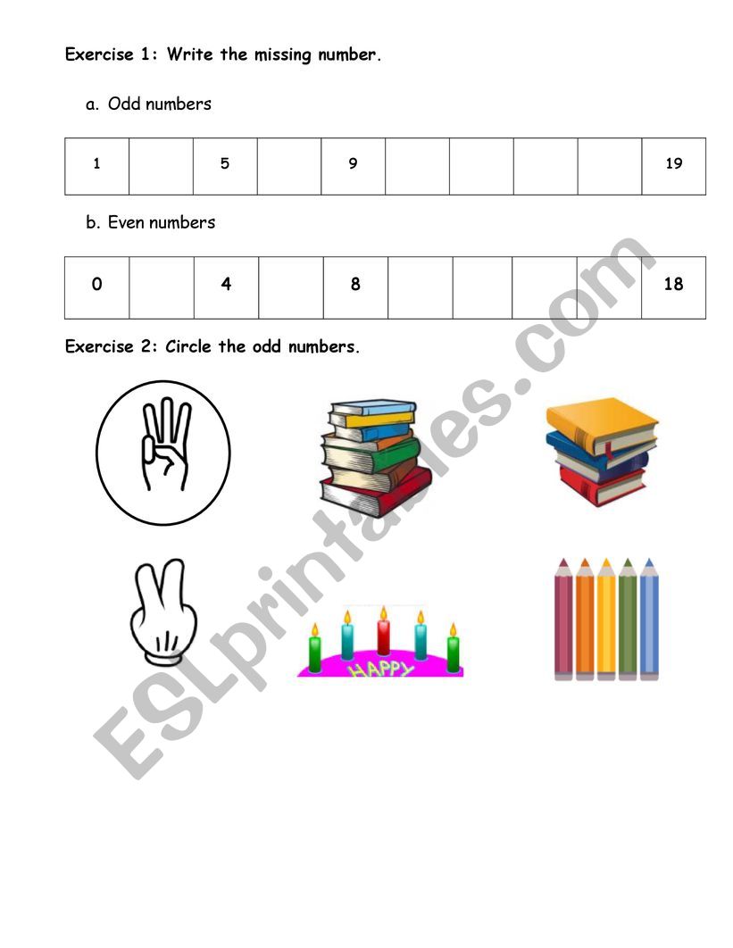 Odd and Even number worksheet