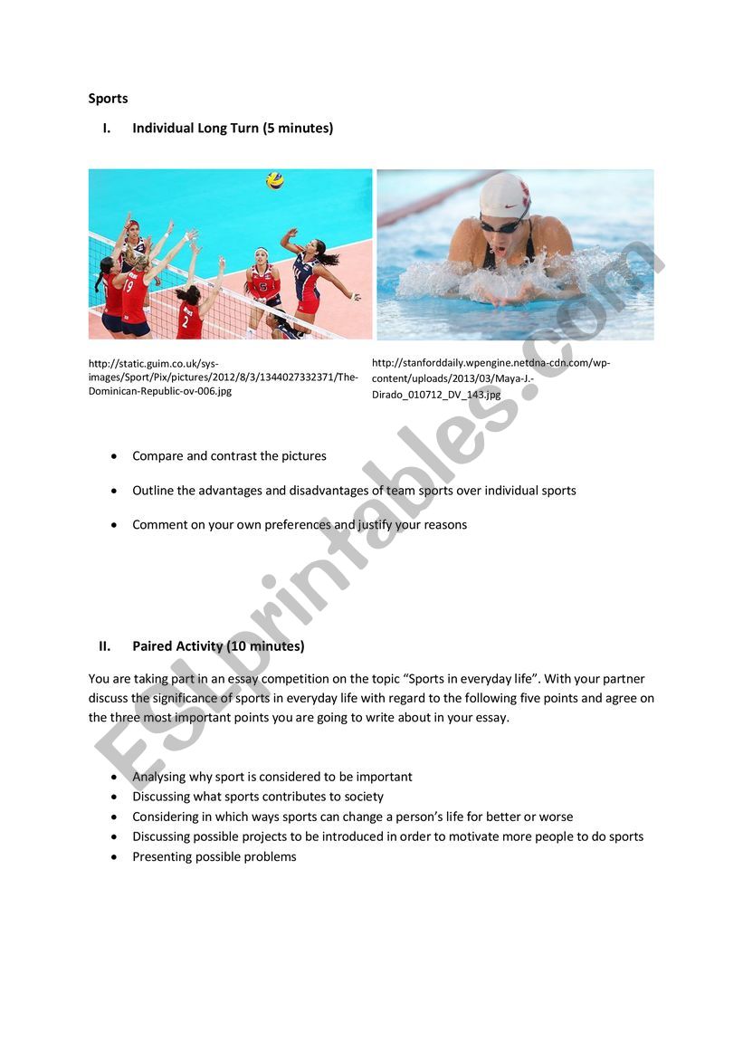Sports worksheet