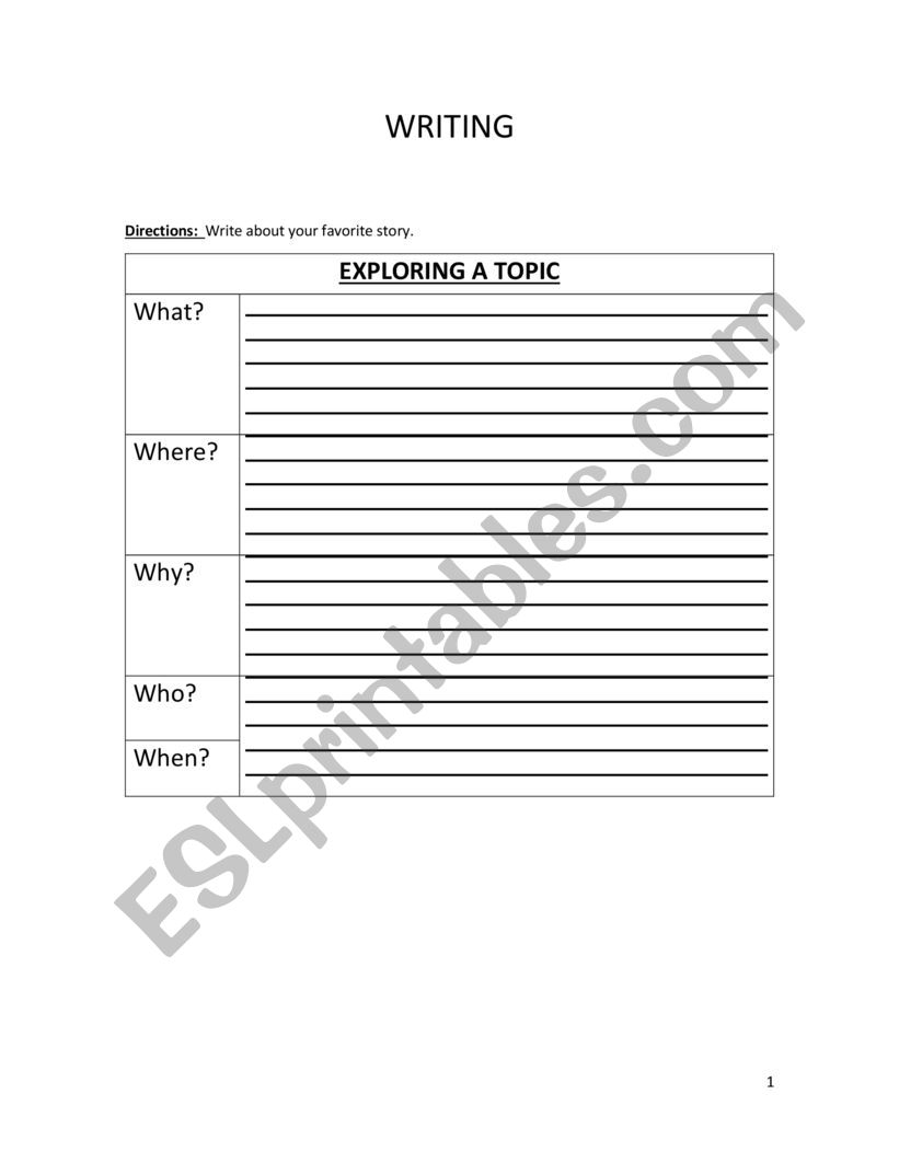 Writing activity worksheet