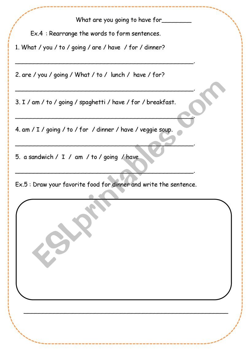 foods worksheet