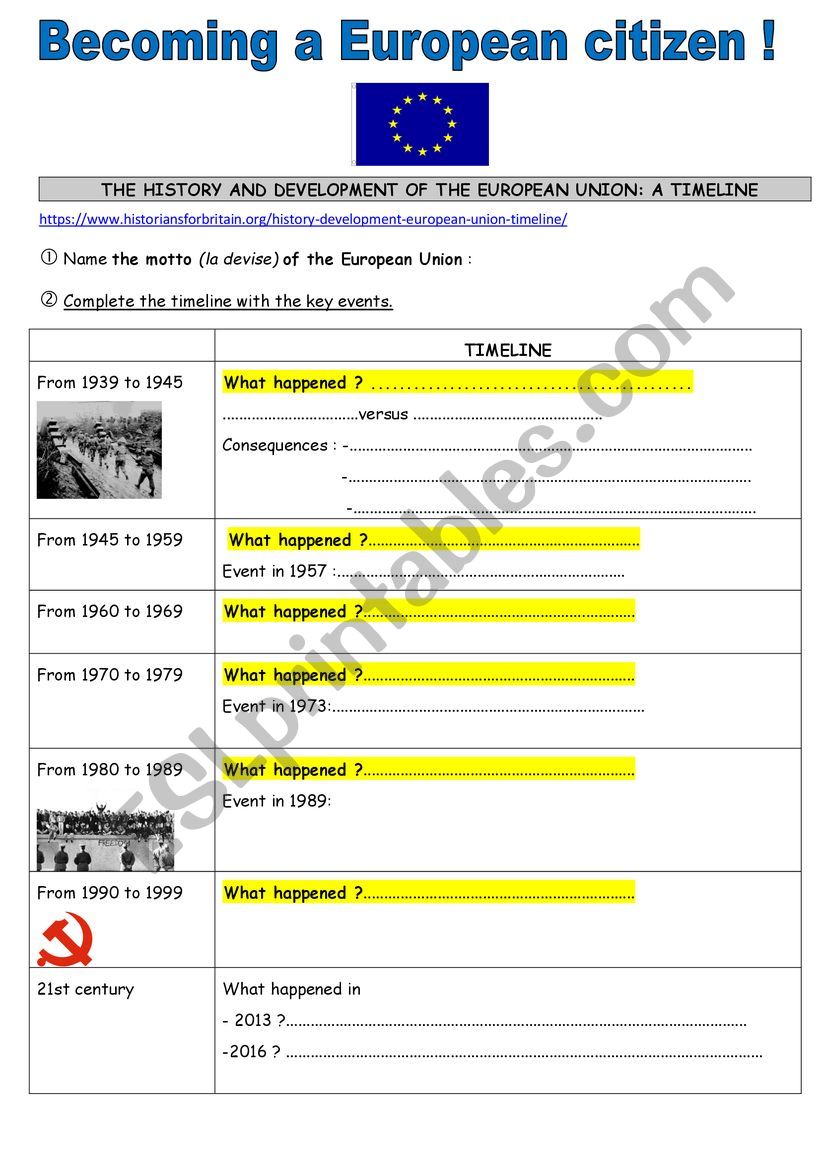 The Building of Europe worksheet