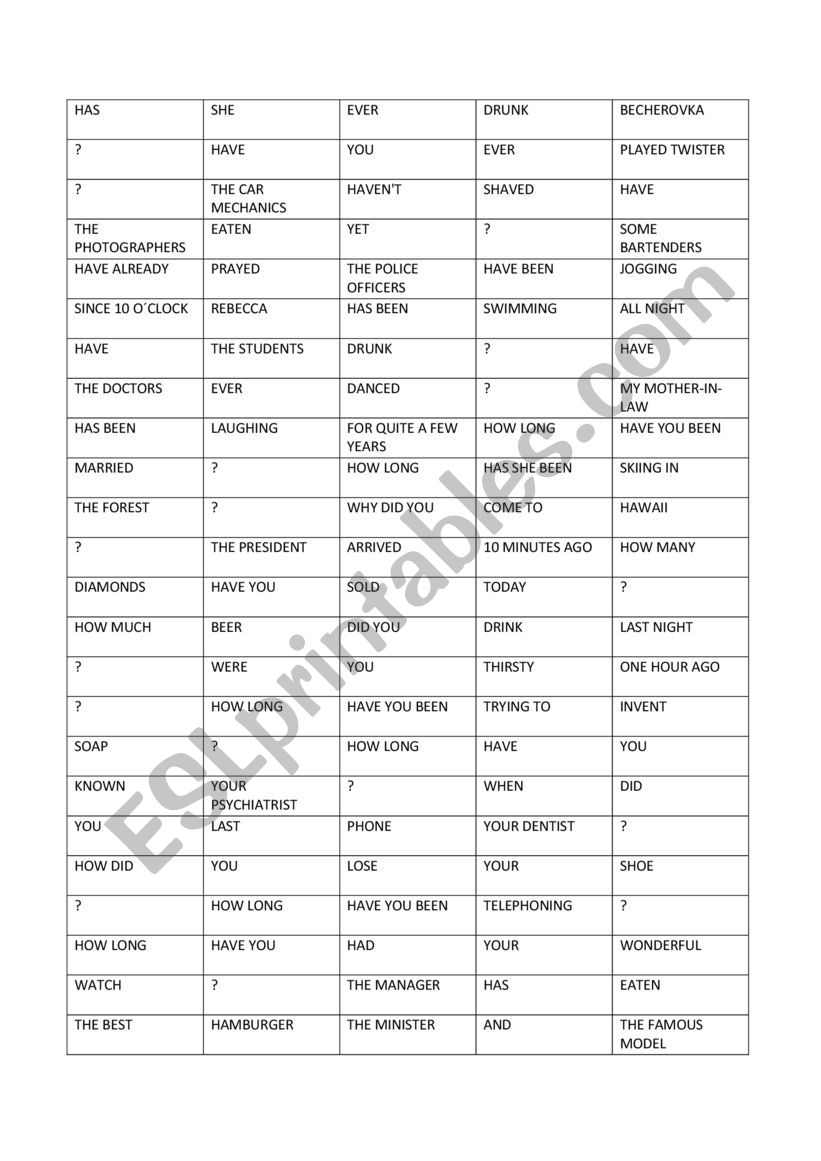 Sentence Creator Game worksheet