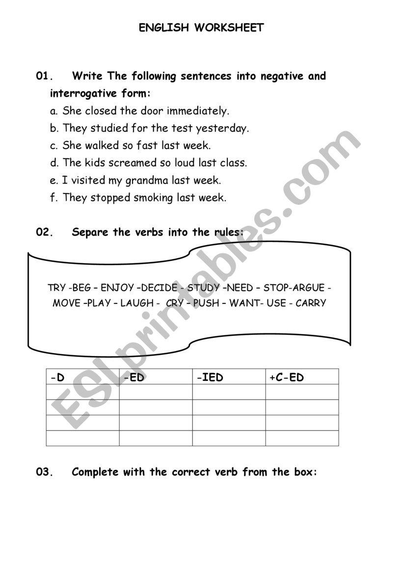 Simple Past with regular verbs