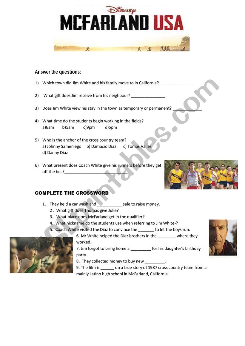 McFarland Movie worksheet worksheet