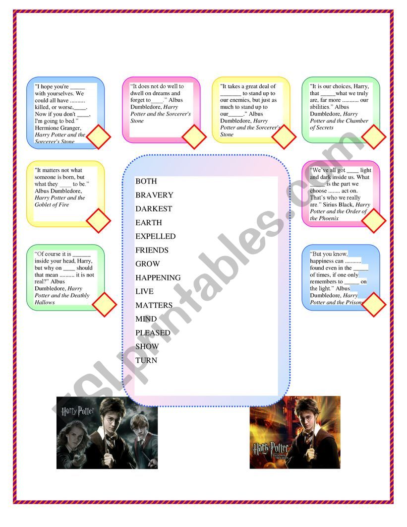 Harry Potter Quotes worksheet