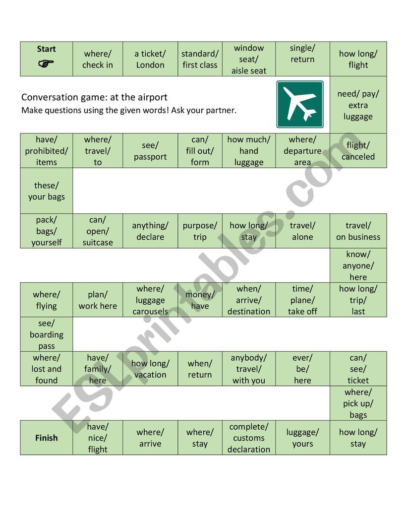 Conversation game: at the airport