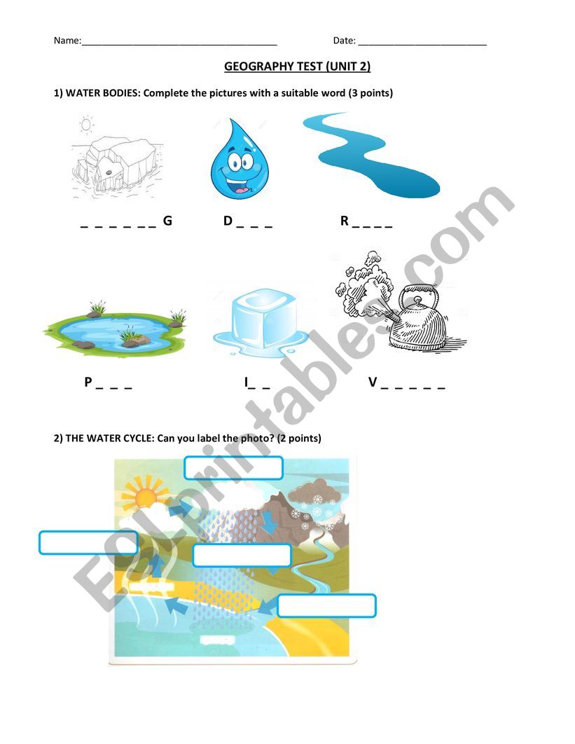 Water test worksheet