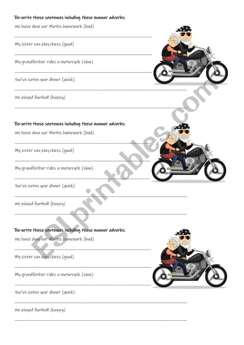 Manner adverbs worksheet