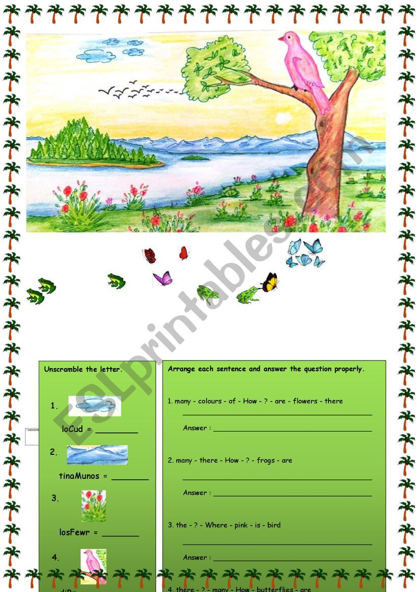 Re arrange each sentence and answer the question (Nature)