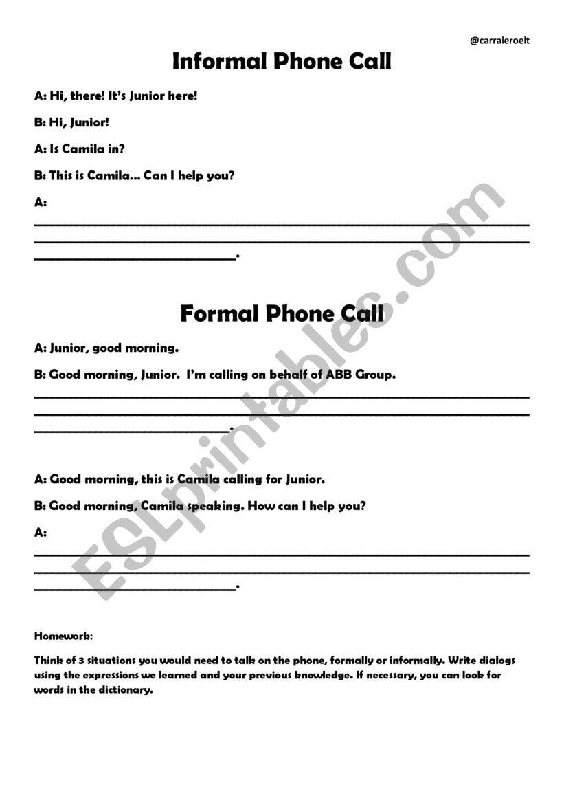 Formal and Informal phone calls
