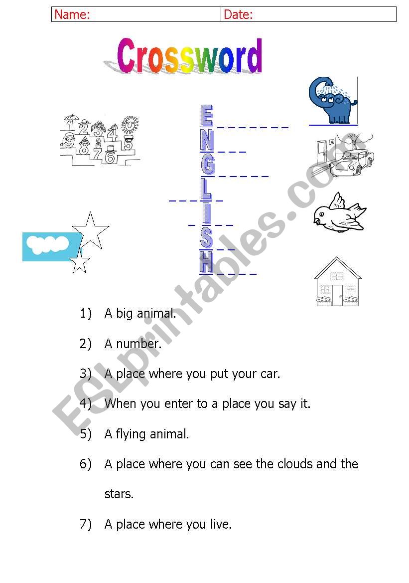 Crossword worksheet