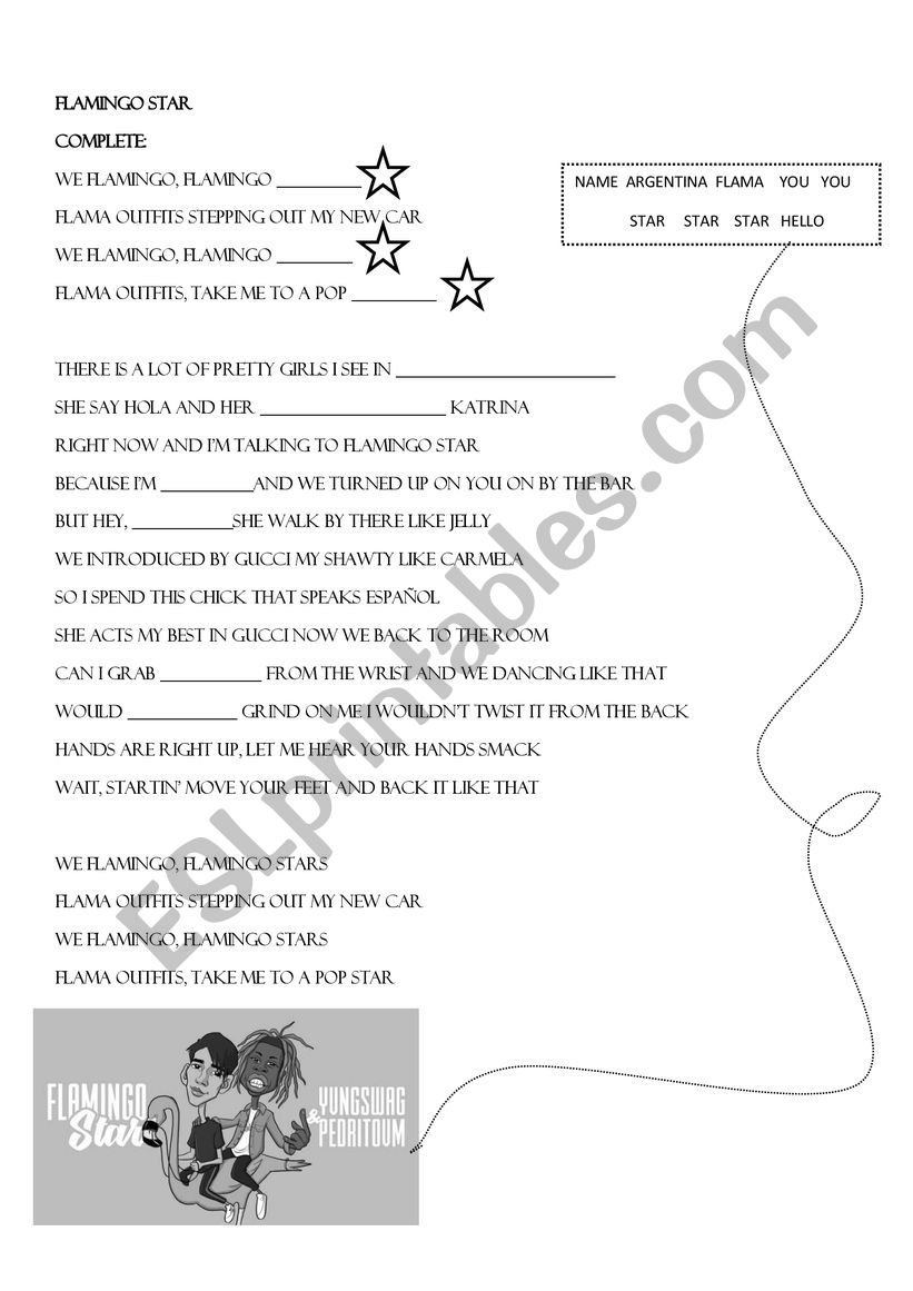 Flamingo Star song worksheet