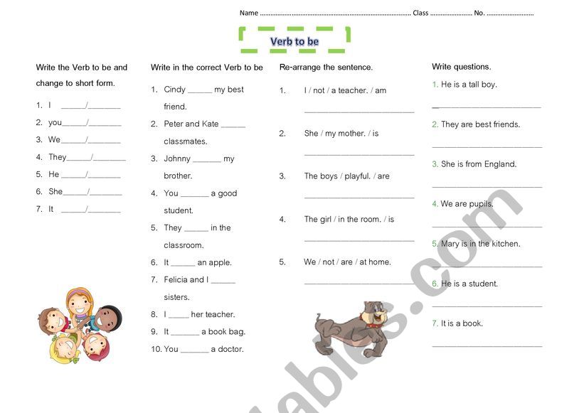 Verb to be worksheet