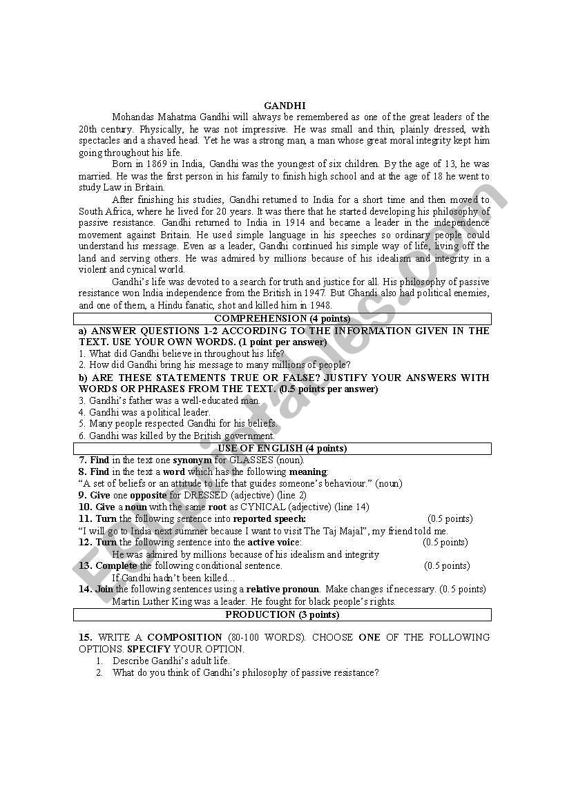 gandhi worksheet