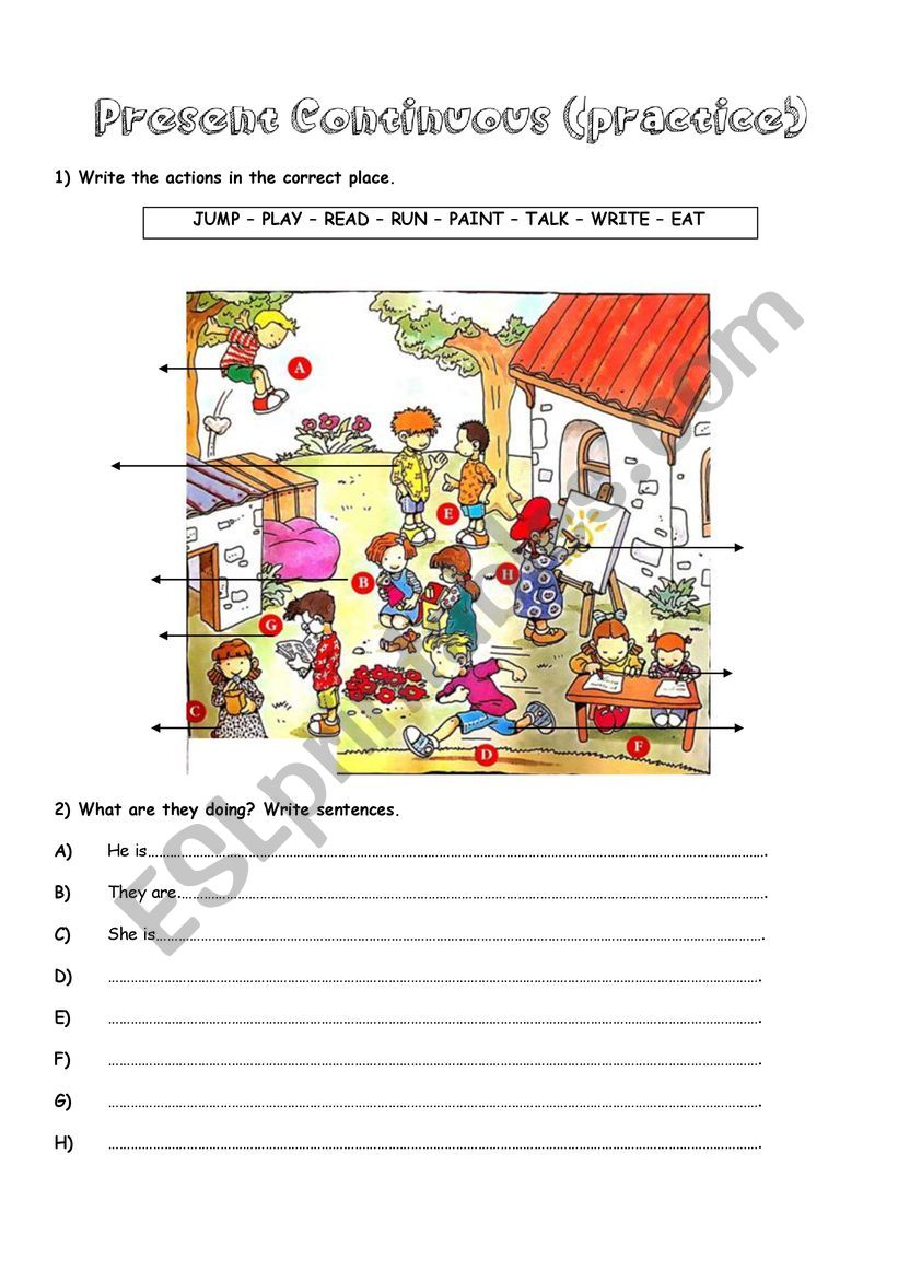 Present Continuous Practice worksheet