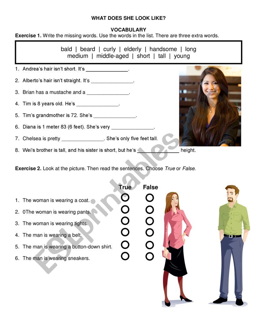 describing people!  worksheet