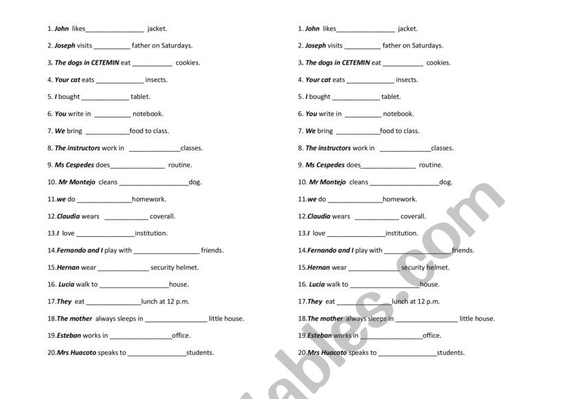 adjectives worksheet