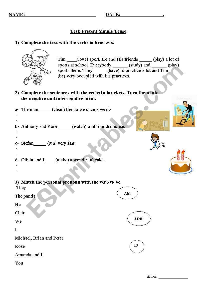 Present Simple Test worksheet