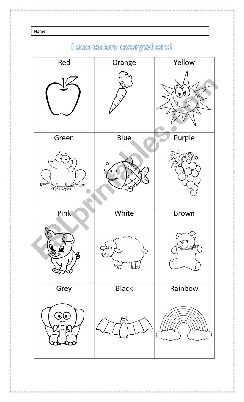 I see colors everywhere worksheet