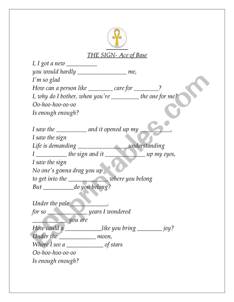 The Sign-Ace of Base worksheet