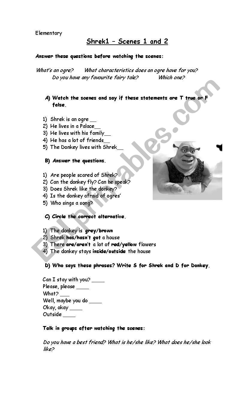 shrek- movie- worksheet