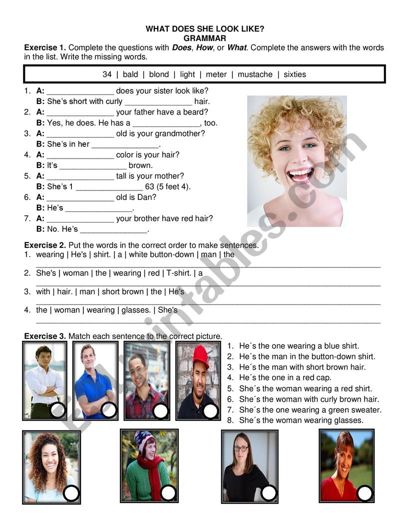 describing people!  worksheet