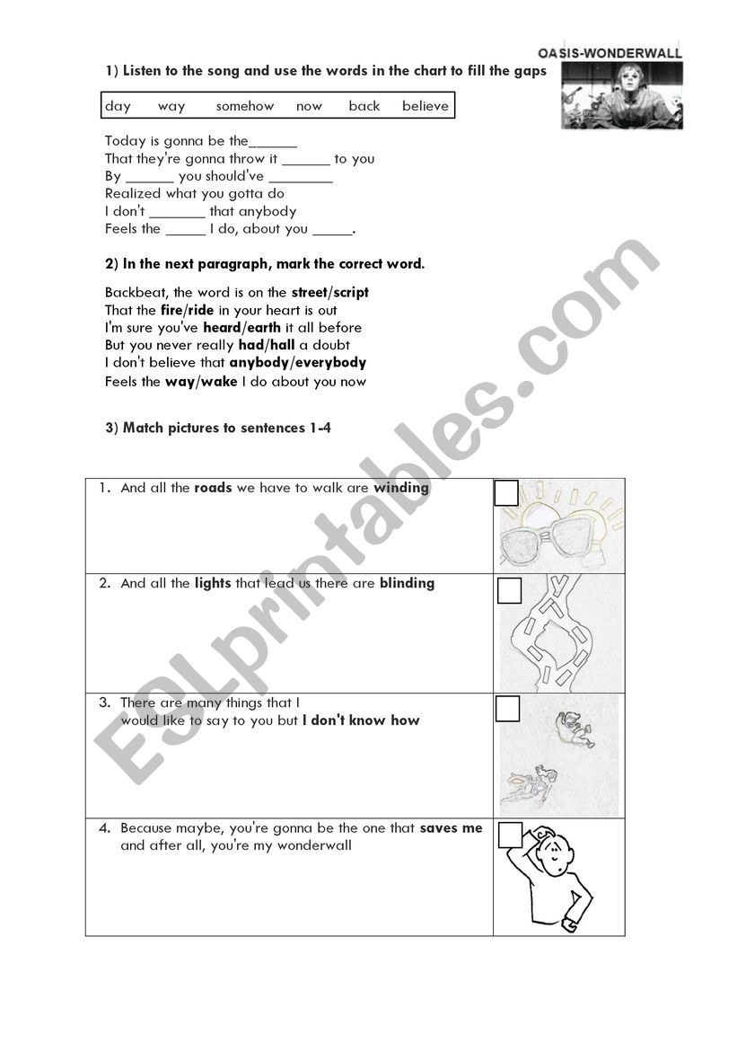 Lyrics activity worksheet