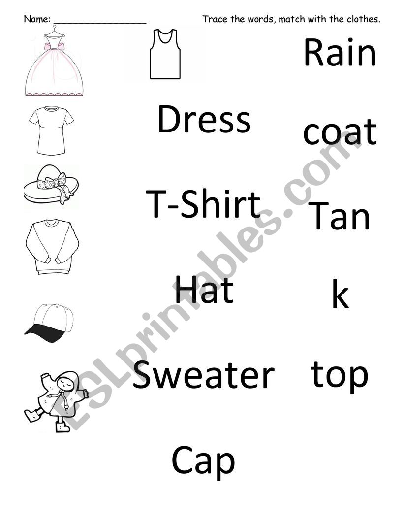 clothes worksheet