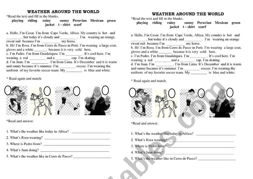 Weather around the world worksheet