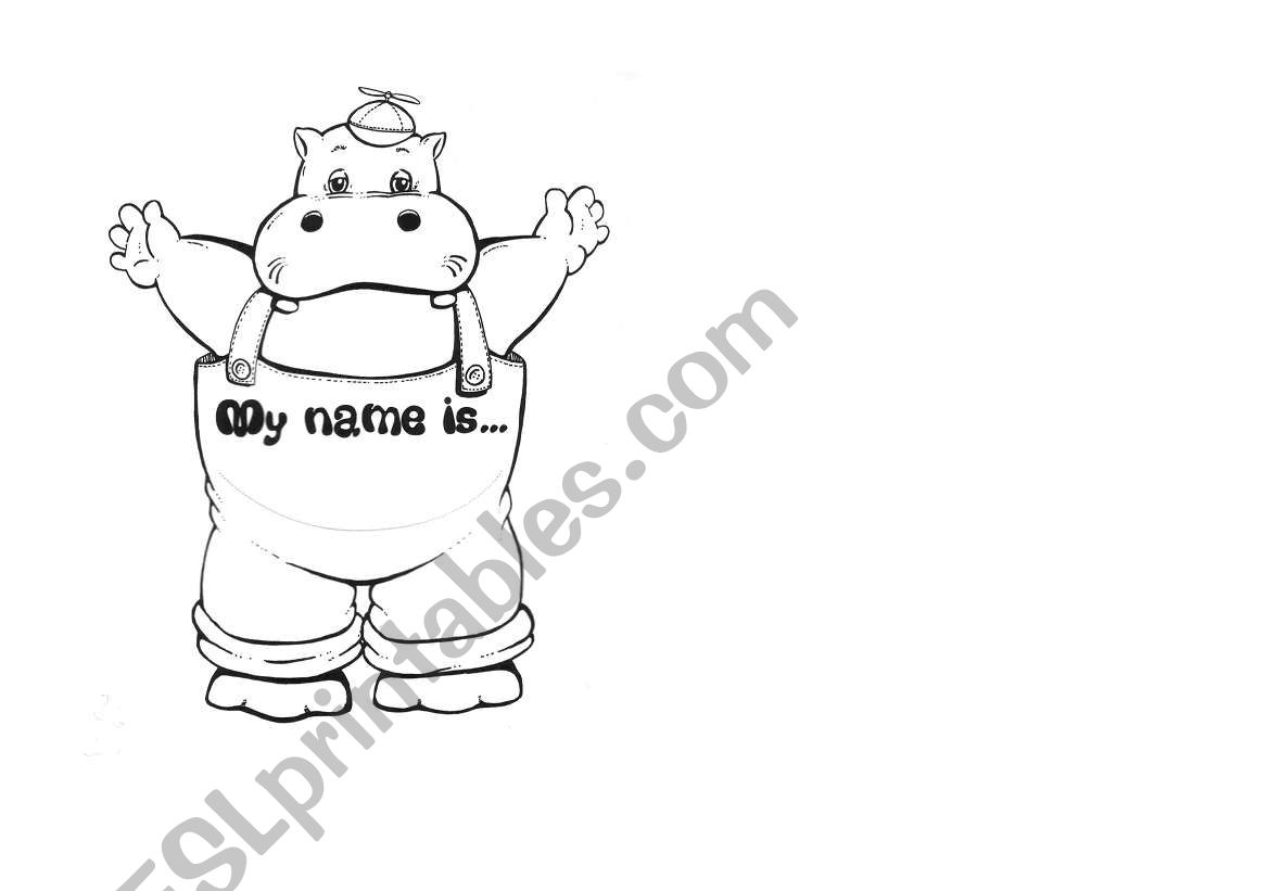 HIPPO NAMETAG worksheet