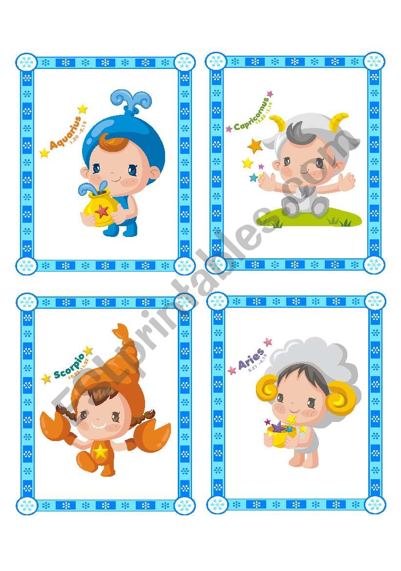  lovely flashcard set - zodiac signs - part 3