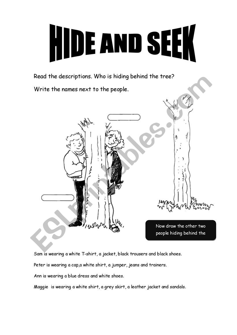 Hide and seek worksheet