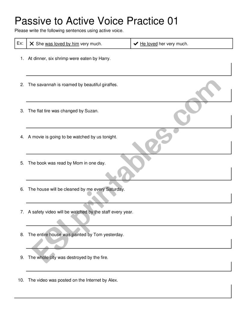 Passive to Active Voice Practice